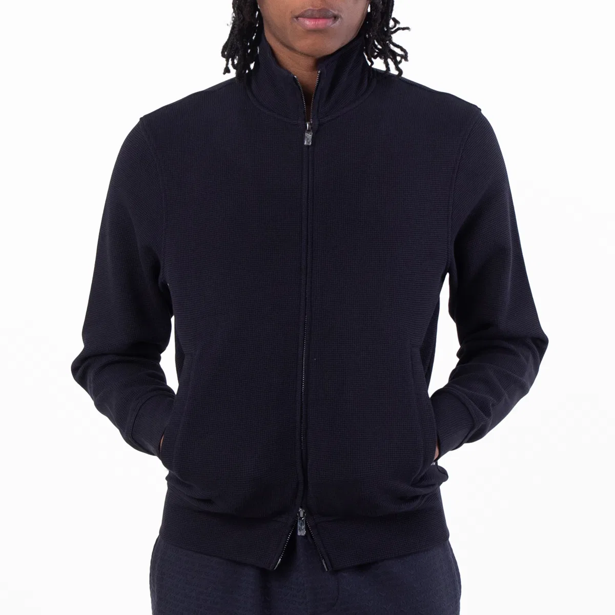Свитшот с вафельной текстурой и полной застежкой-молнией Emporio Armani, Iconico 0920 Blu Navy Ea