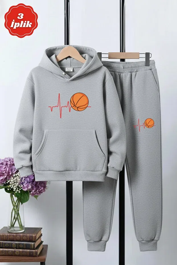 Детский спортивный костюм для мальчиков с принтом Pulse Basketball Panios Kids, Gray