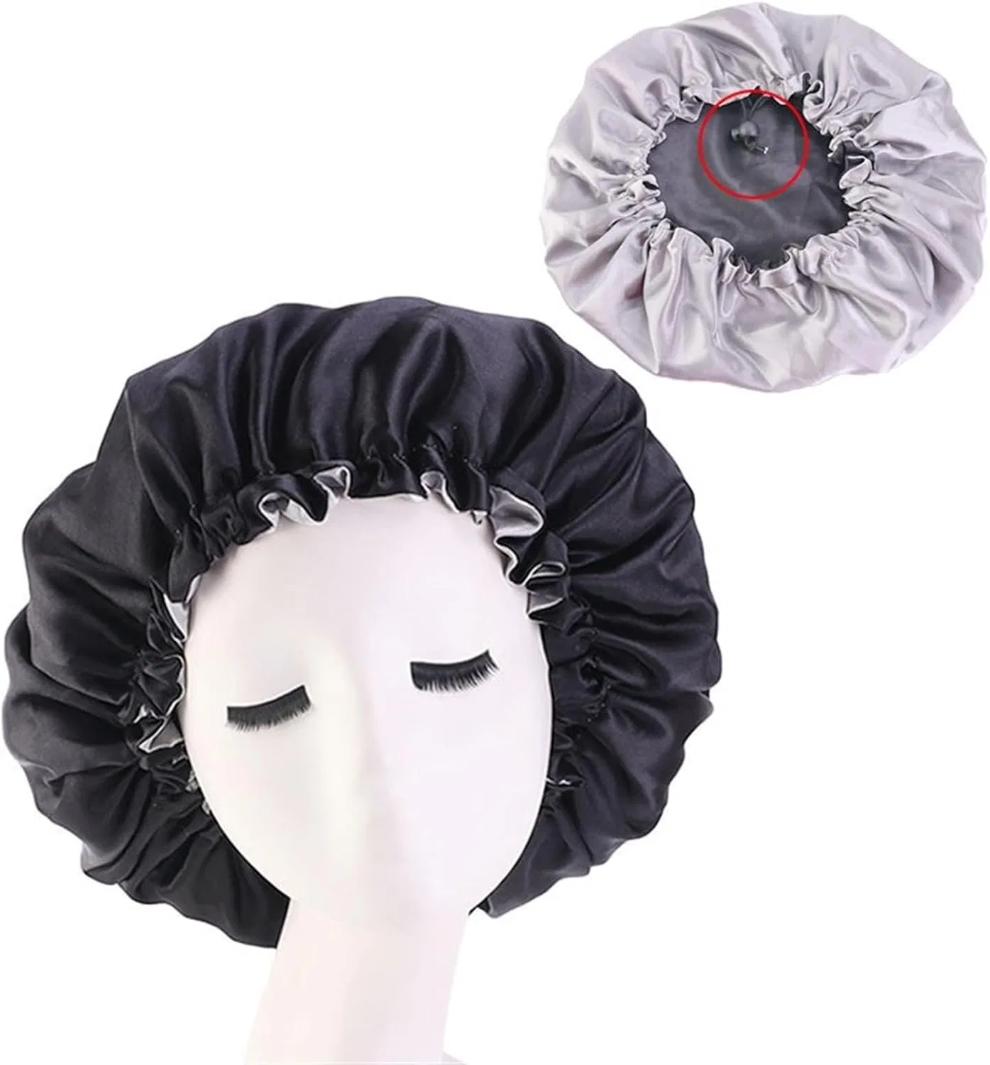Шапочка для душа, атласная, DYYEUAVT, 11 дюймов, Shuangceng Black
