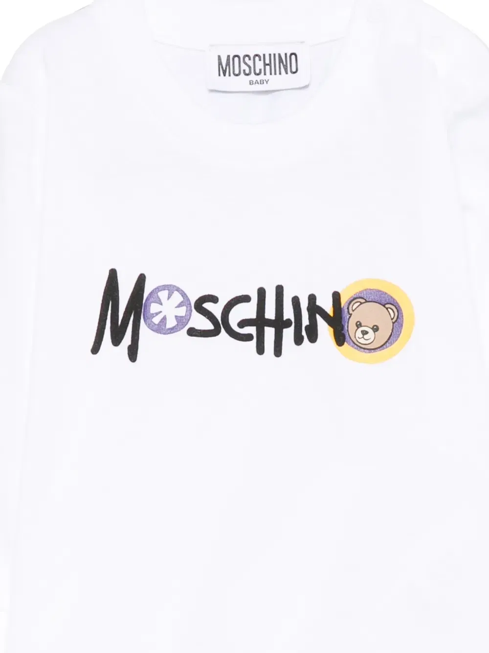 Футболка с плюшевым мишкой Moschino Kids, белый — фото 3