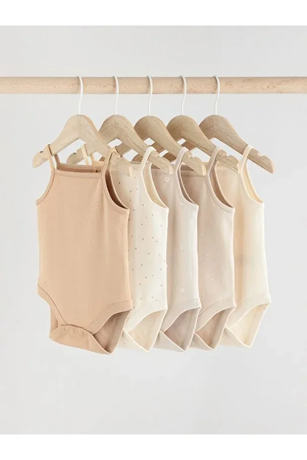 Детское боди-комплект для девочек хлопковый 5 предметов Next Baby, Cream