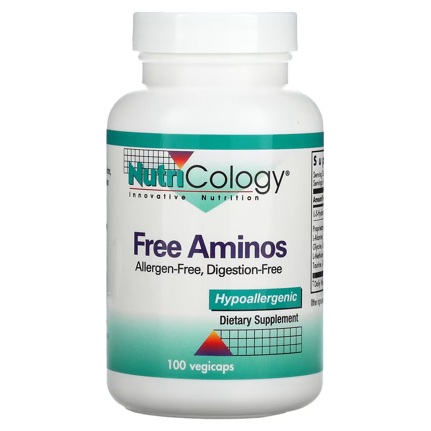 

Nutricology, аминокислоты в свободной форме, 100 растительных капсул