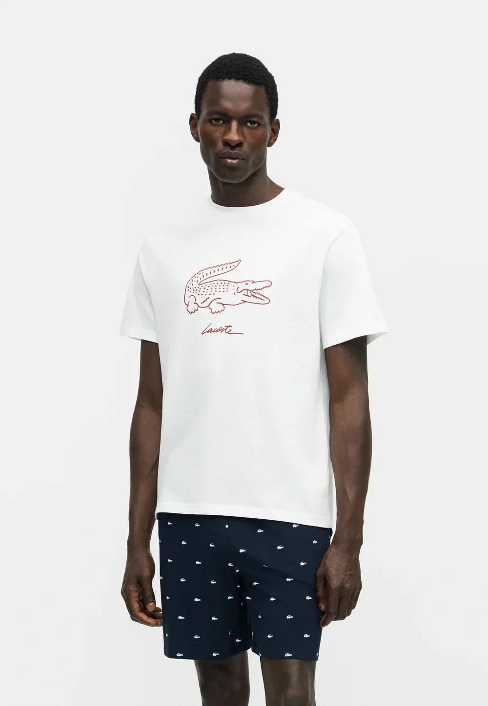 Домашняя одежда в виде футболки - пижамная футболка Lacoste, White/Bordeaux