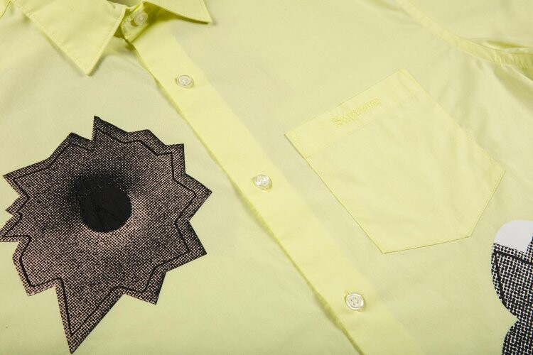 Рубашка Supreme x Nate Lowman Short-Sleeve Shirt 'Pale Yellow', желтый — фото 4