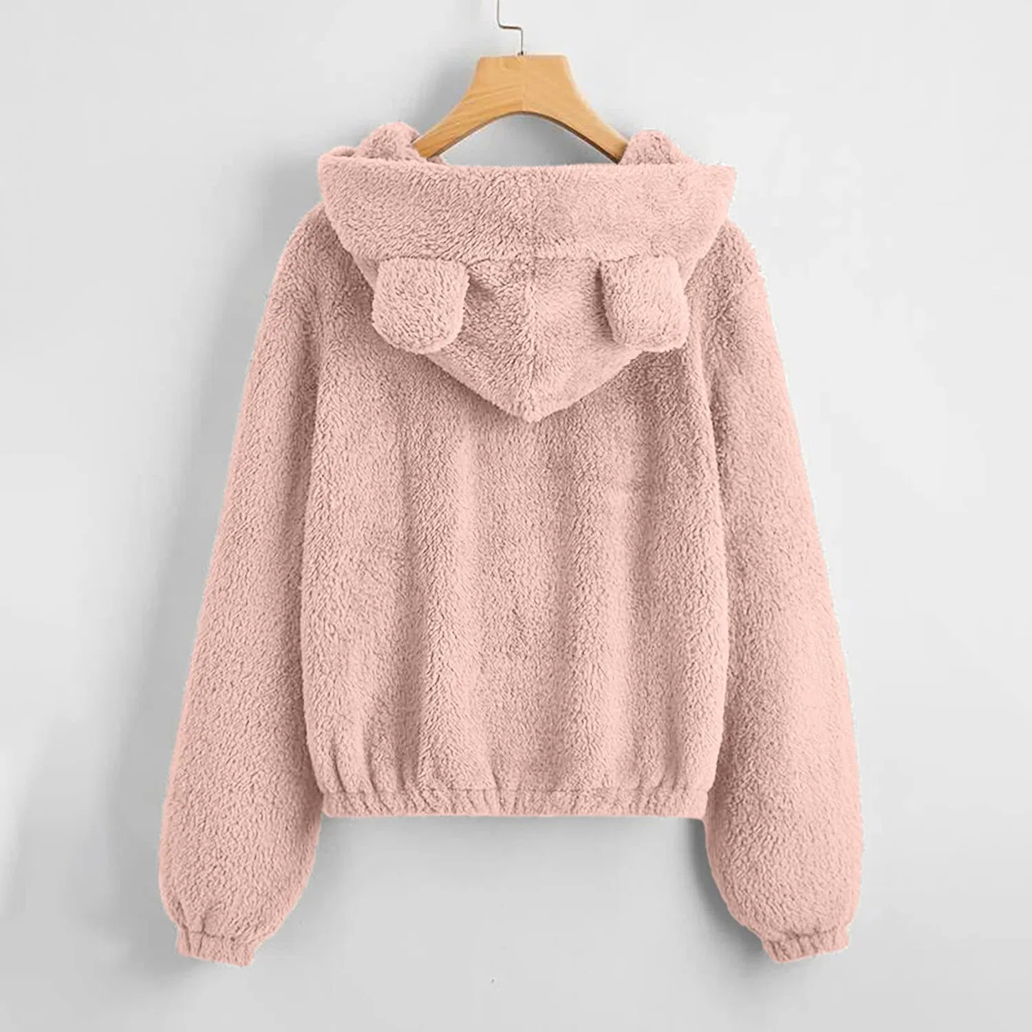Женский флисовый худи с молнией, модель Oversized Solid Color, Rosa — фото 2