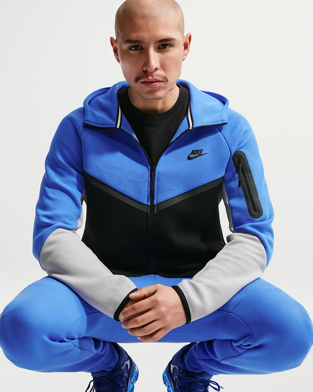 Мужская флисовая ветровка Nike Tech на молнии, Blue Crystal/Black/Light Smoke Grey/Black — фото 3