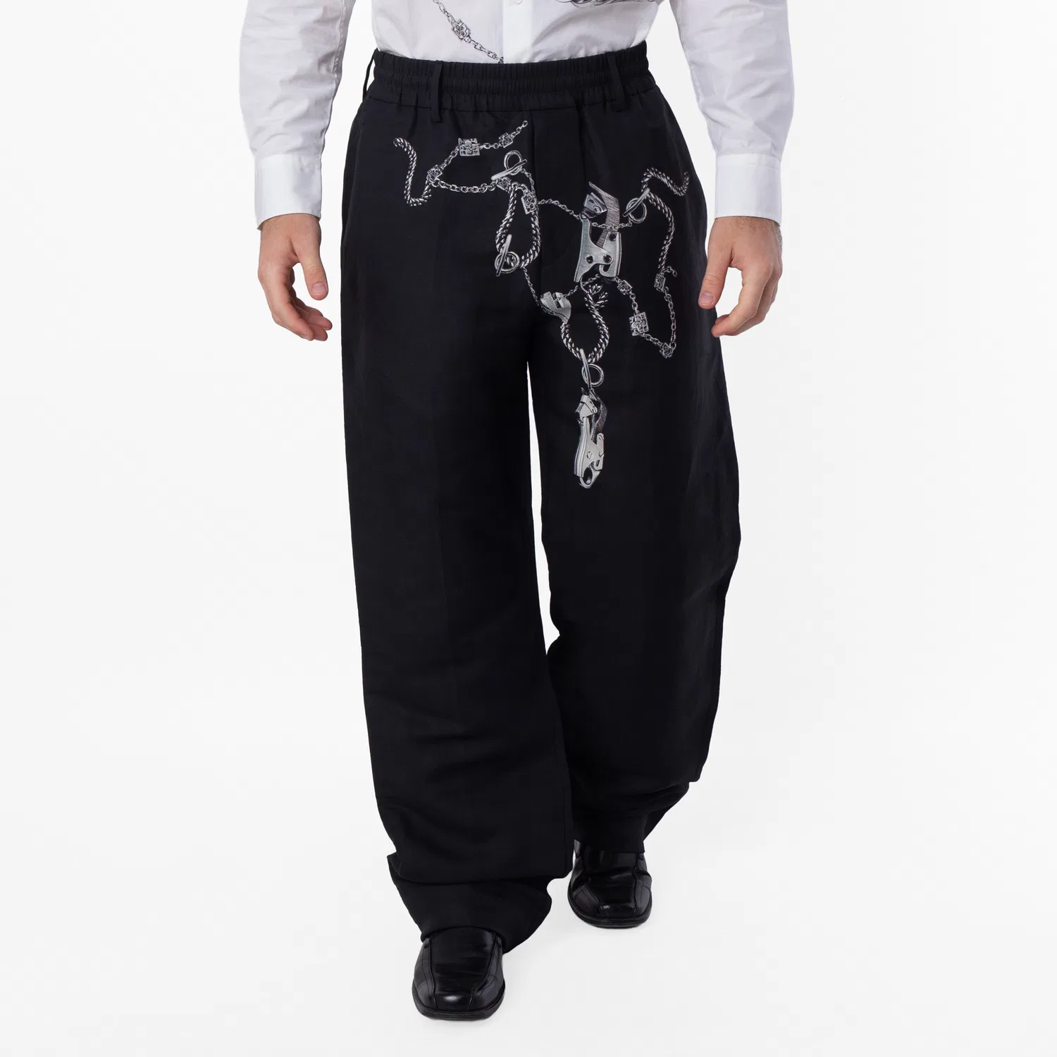 Брюки классические из канваса Knight Hardware Burberry, Silver/Black