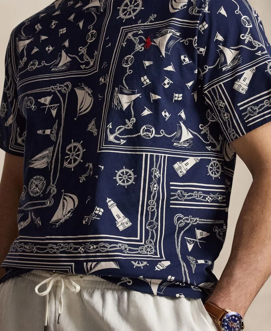 Футболка с принтом Nautical Bandanna Patchwork Polo Ralph Lauren, Newport Navy — фото 4