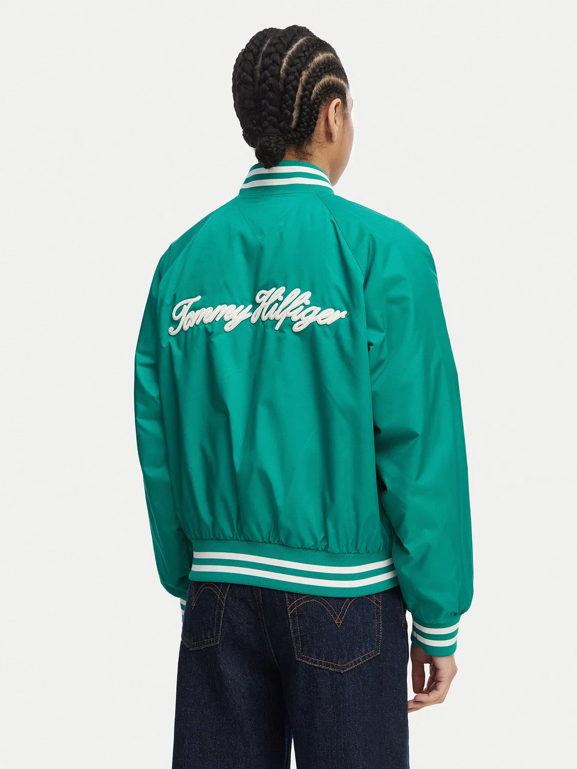 Женский бомбер стандартного кроя Logo Appliqué Tommy Hilfiger, зеленый — фото 3