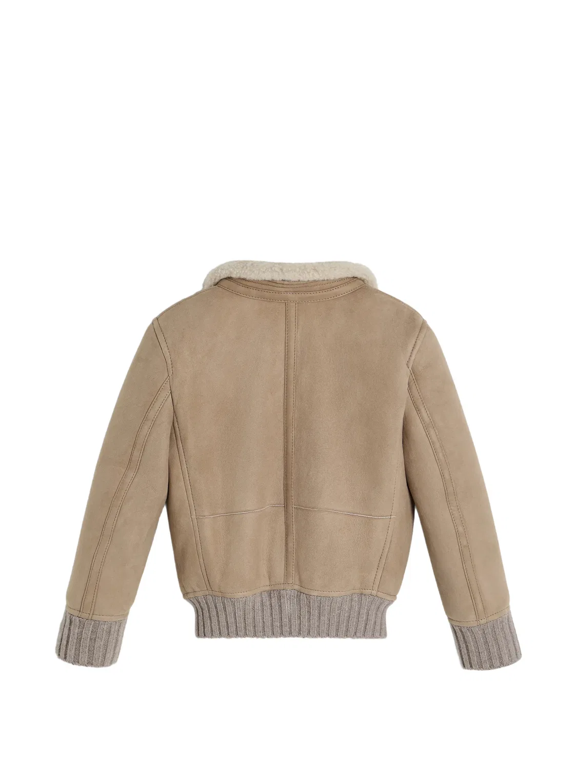 Бомбер из овчины Brunello Cucinelli Kids, нейтральные цвета — фото 2