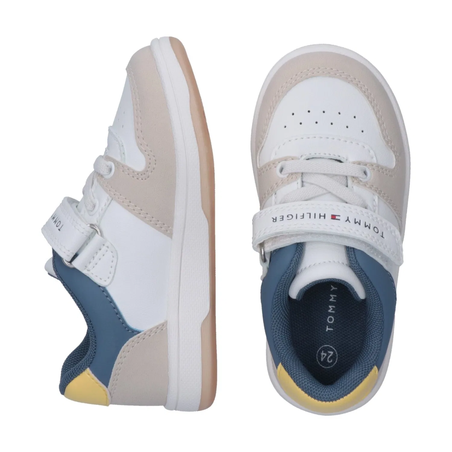 Детские кроссовки на липучках Tommy Hilfiger, White/Beige/Blue — фото 4