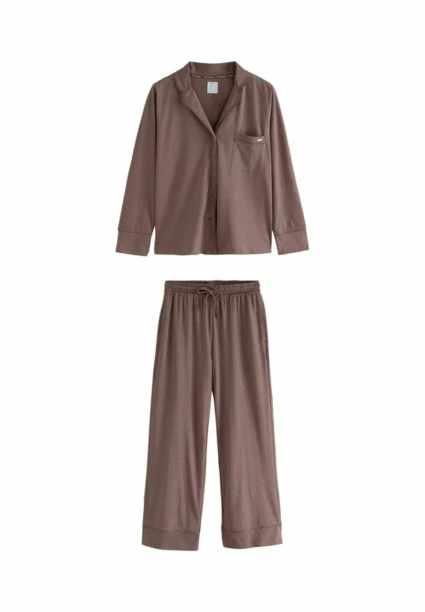 Пижамный комплект, хлопок и полиэстер, Tall fit - through set, Next, mocha brown, коричневый — фото 2
