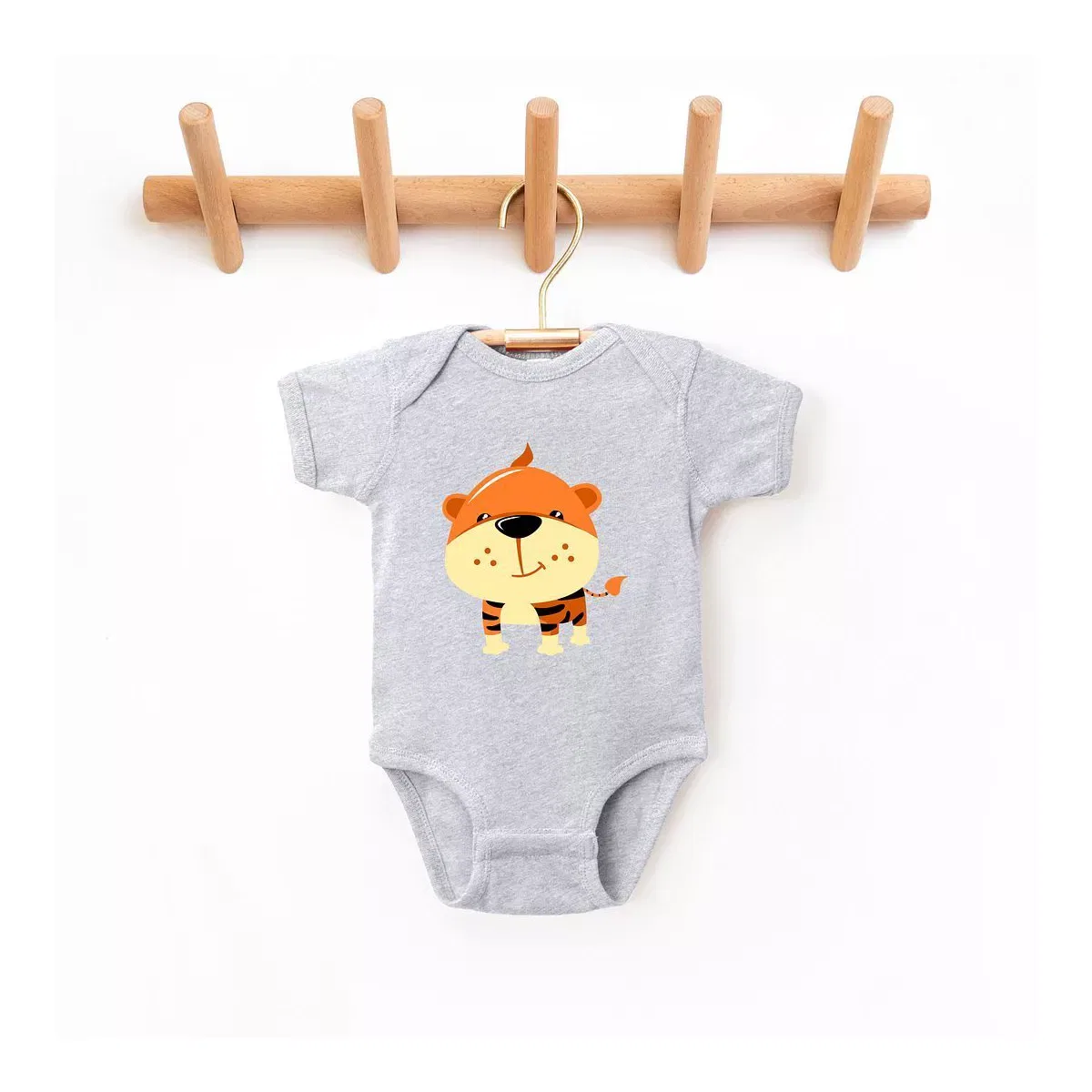 Детский боди с коротким рукавом Tiger Colorful The Juniper Shop, Heather Grey