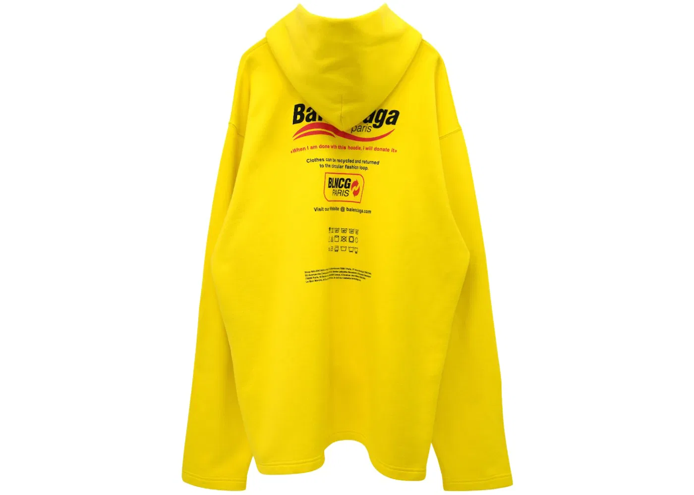 Мужской худи с принтом Balenciaga Dry Cleaning Logo No Rib Hoodie, Yellow — фото 2