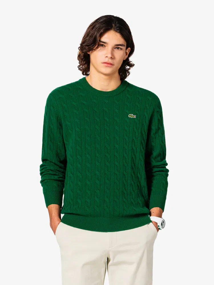 Свитер кабельный с круглым вырезом LACOSTE, Navy