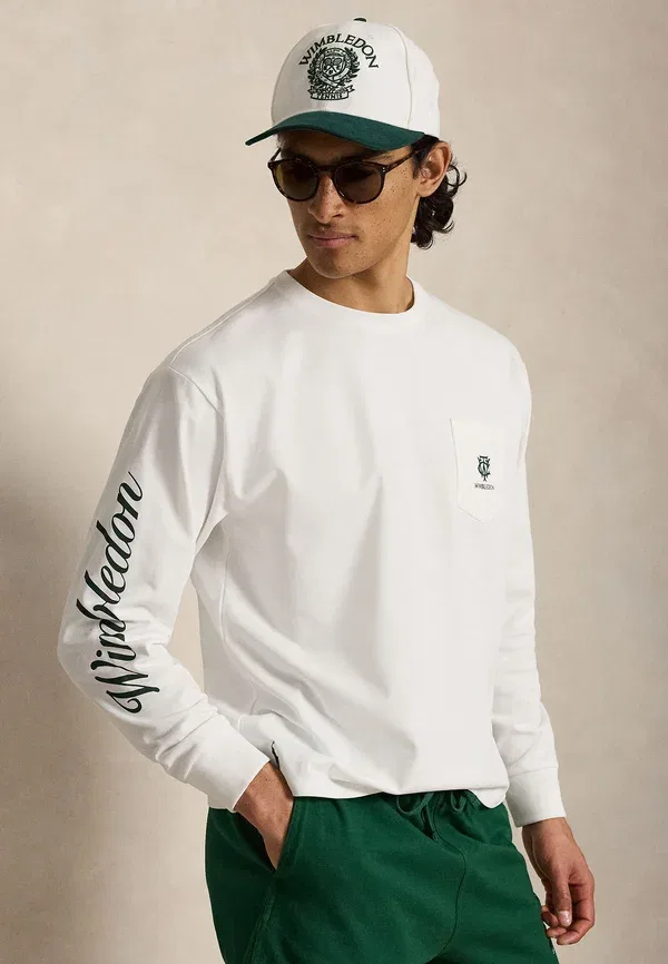 Футболка с длинным рукавом хлопковая Wimbledon big fit long-sleeve t-shirt Polo Ralph Lauren, White, белый