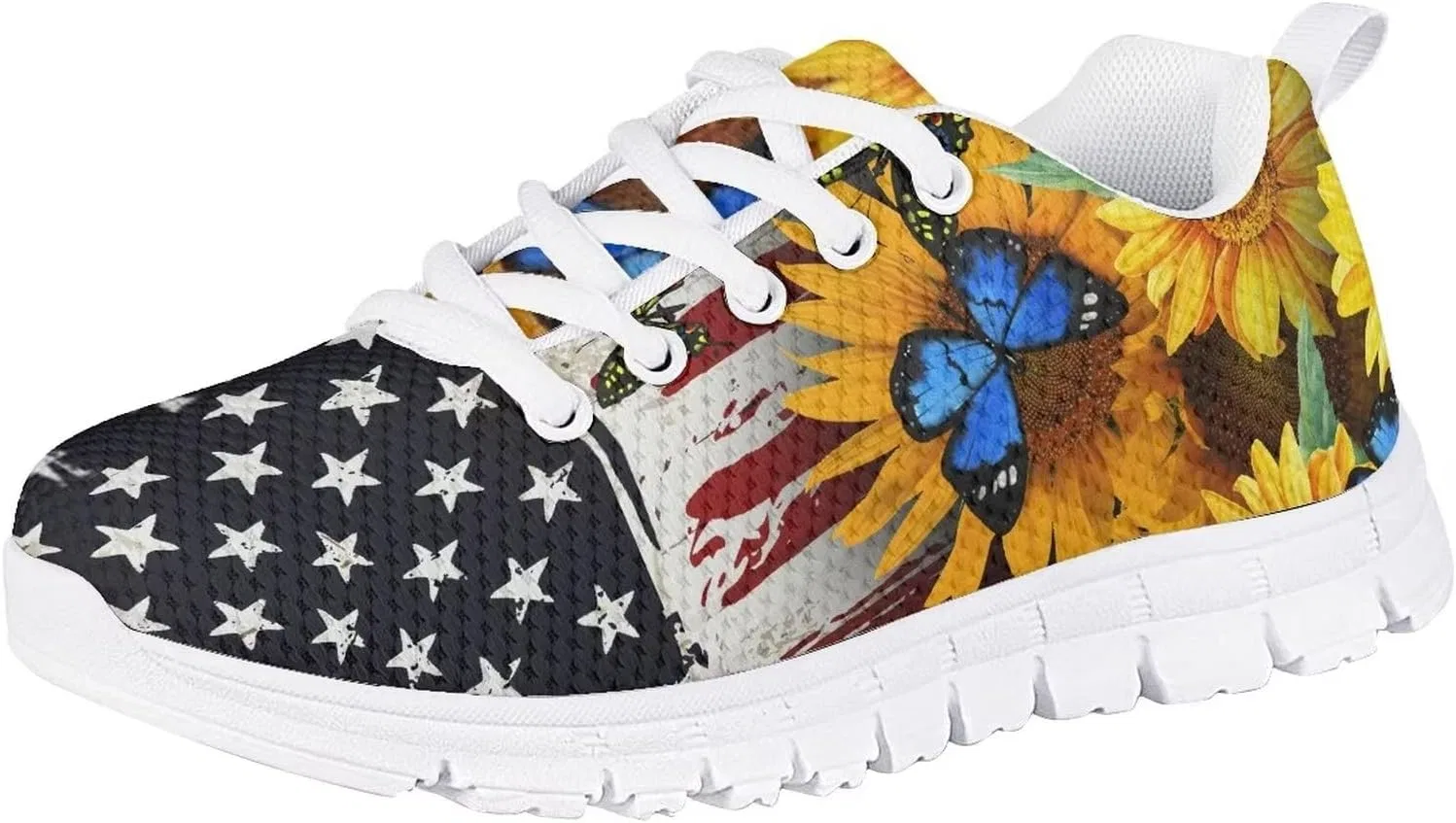 Детские кроссовки для бега с липучкой Snilety, Butterfly Flag