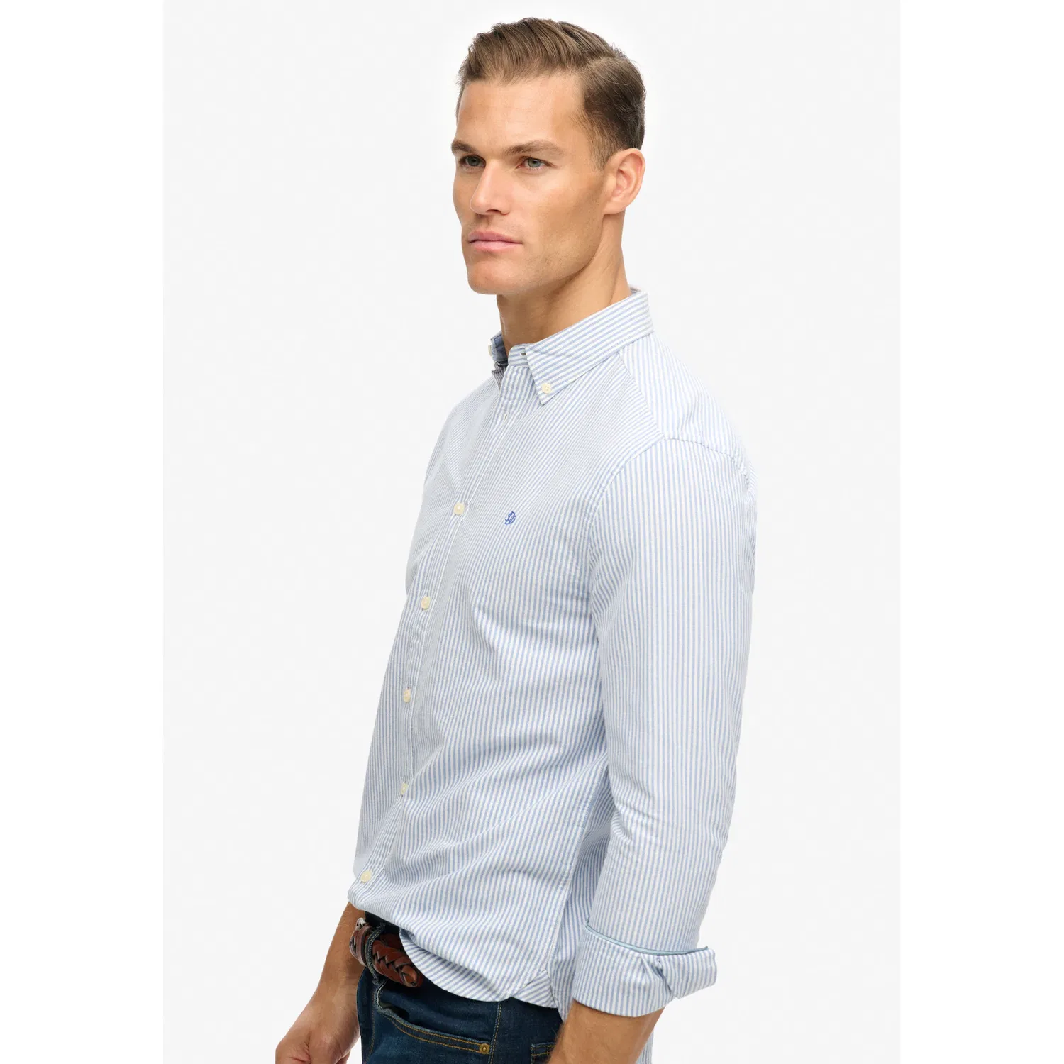 Мужская рубашка с длинным рукавом Oxford Superdry, Azure Blue Chalk Stripe — фото 2