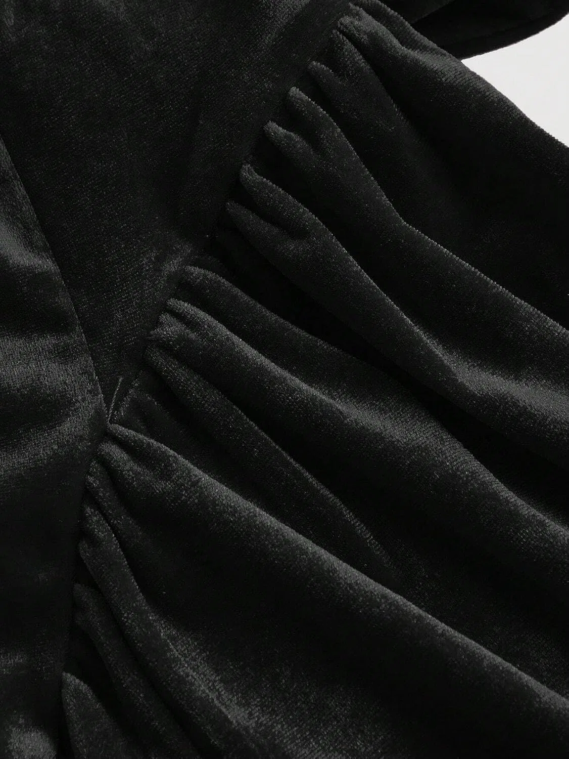 Женское мини-платье с квадратным вырезом и высокой талией, Black — фото 4