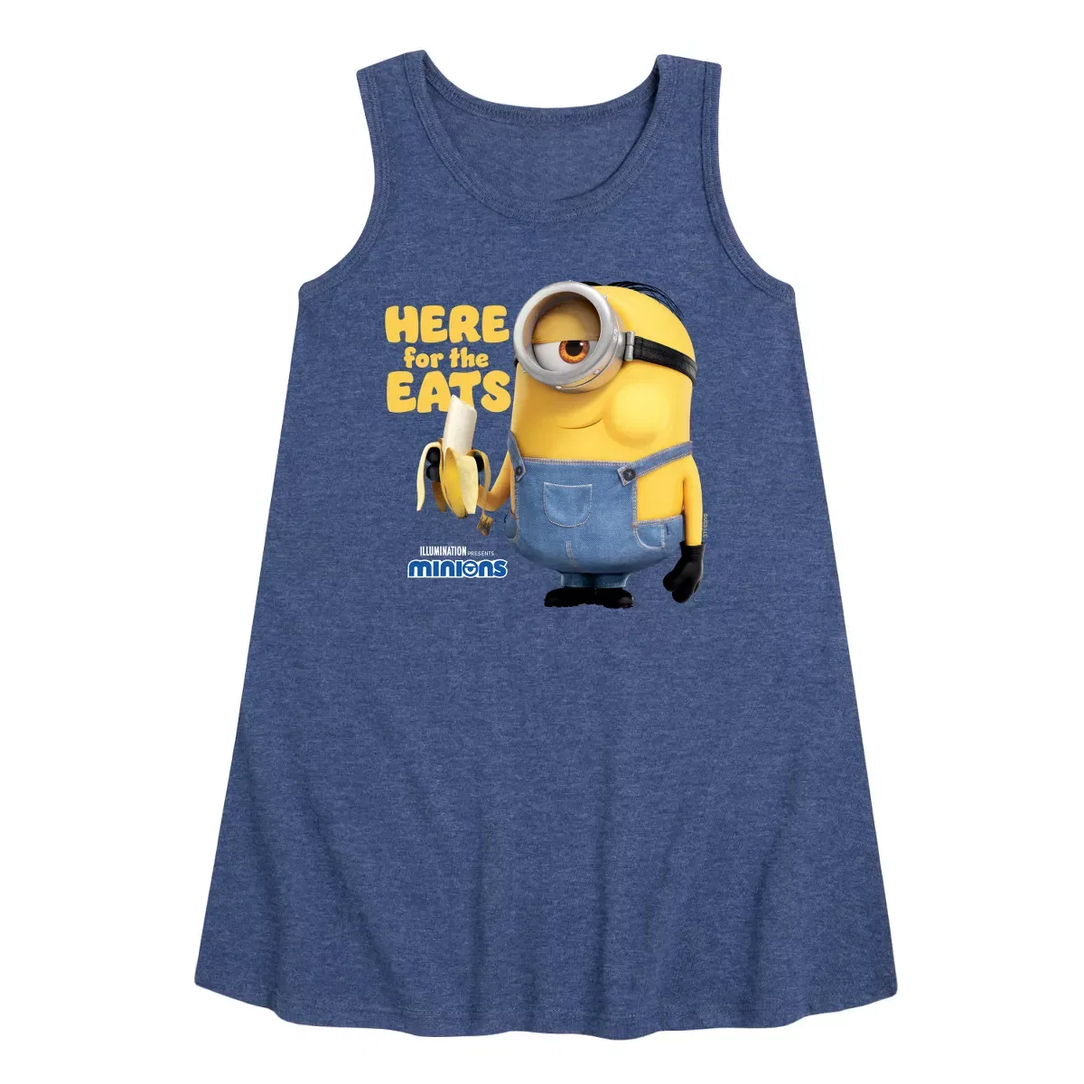 Детское платье-трапеция без рукавов Despicable Me Minions Only Here For The Eats, Heather Navy