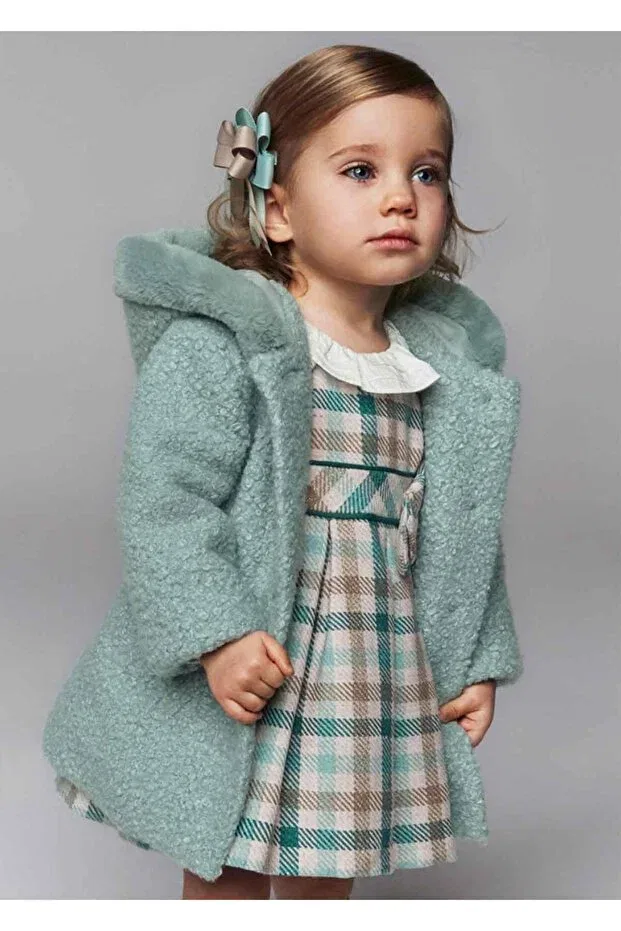 Детское пальто для девочек с меховым воротником Winter Baby Girl Fur Coat Mayoral, Green
