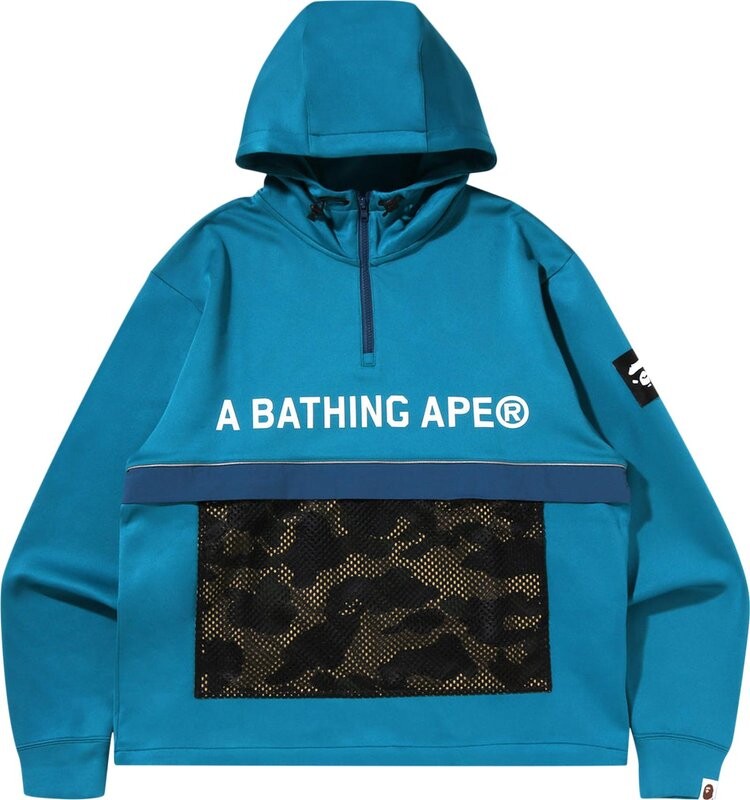 

Худи BAPE 1st Camo Pocket Relaxed Fit Double Knit Half Zip Hoodie 'Blue', синий