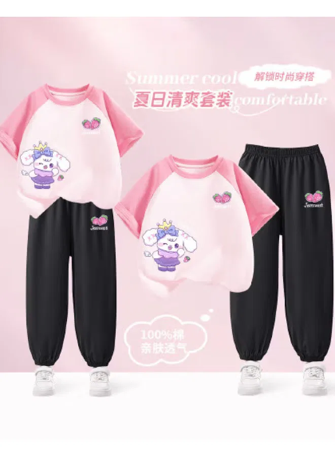 Комплект детский с коротким рукавом из хлопка для девочек, Jeanswest, розовый