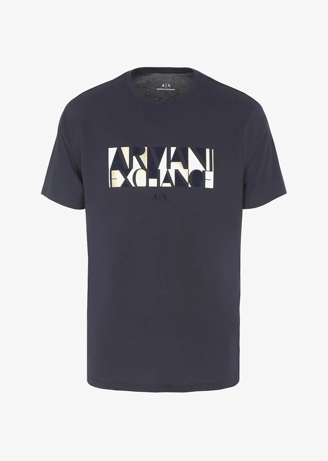 Мужская футболка с логотипом Regular Fit Cotton Jersey Crew Neck Block Logo Tee Emporio Armani, Navy — фото 3