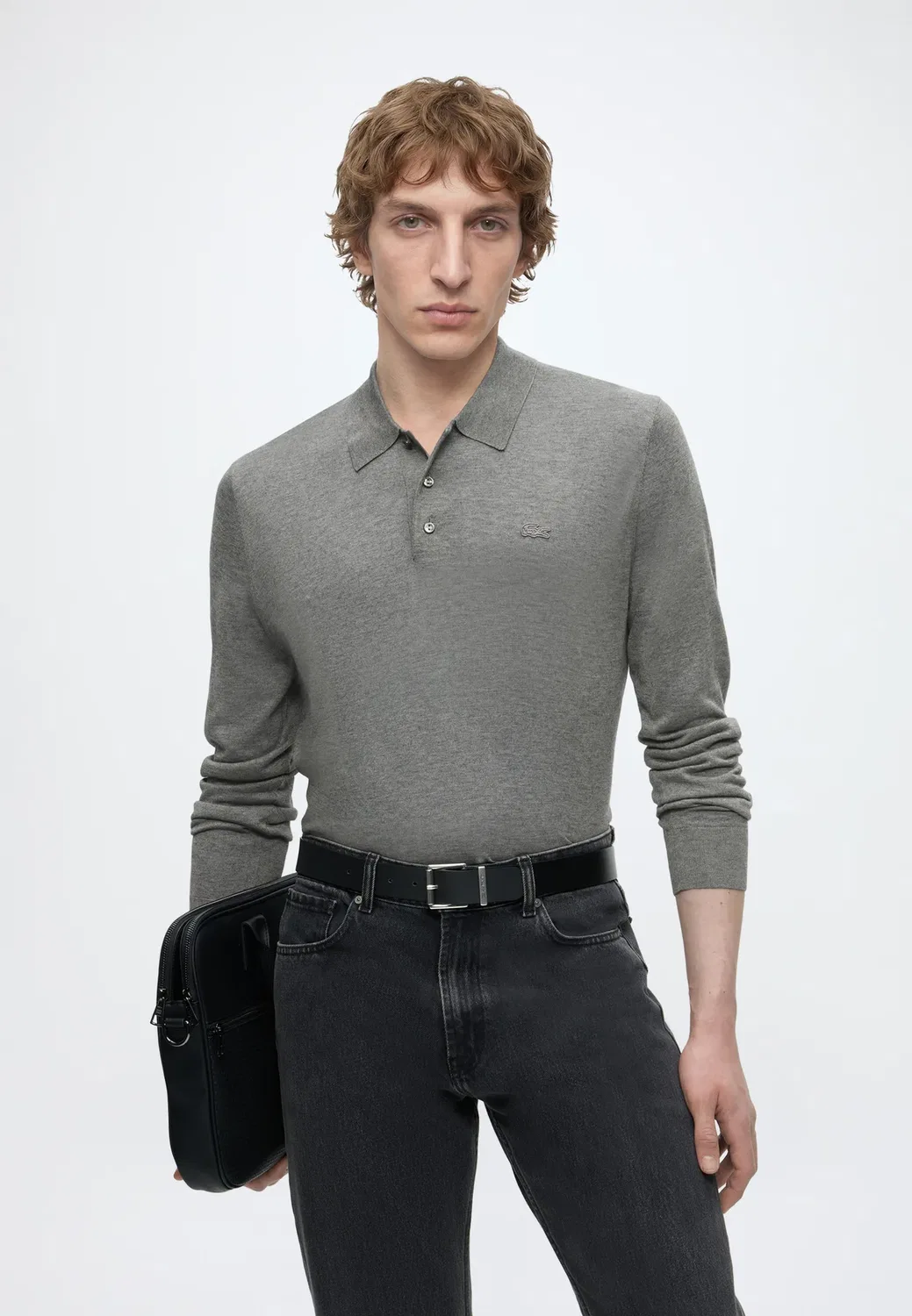 Вязаная рубашка поло - поло-рубашка Lacoste, Grey — фото 4