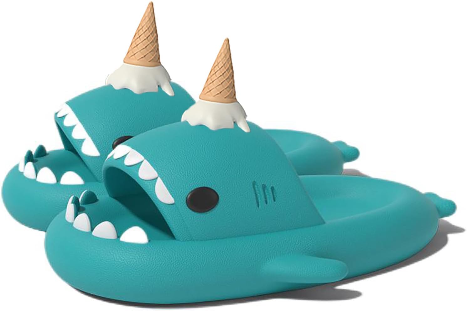 

Сандалии Zureto Ice Cream Shark, с 3D-забавными плавниками в виде мороженого, унисекс, облачные сандалии-акулы из ЭВА для пляжа, зеленый
