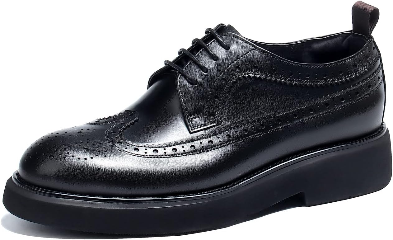 

Мужские оксфорды формальные туфли Вингтип Броги Классические шнуровки Дерби Натуральная кожа Модные удобные туфли для делового и повседневного стиля Выпускной Свадьба Смокинг для мужчин Santimon, черный