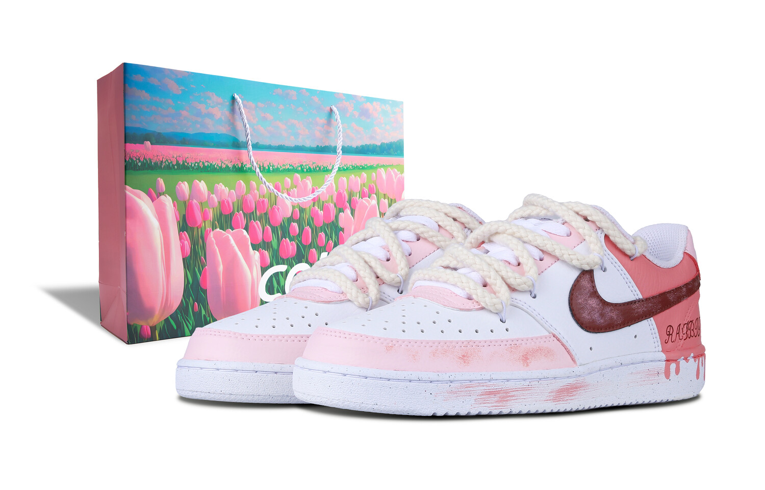 

Кроссовки Nike Court Vision 1 Skateboarding Shoes Women's Low-top Pink, белый