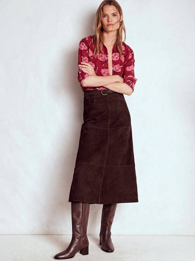 

Сорочка из чистого шелка Sienna с цветочным принтом Boden, Red/Multi