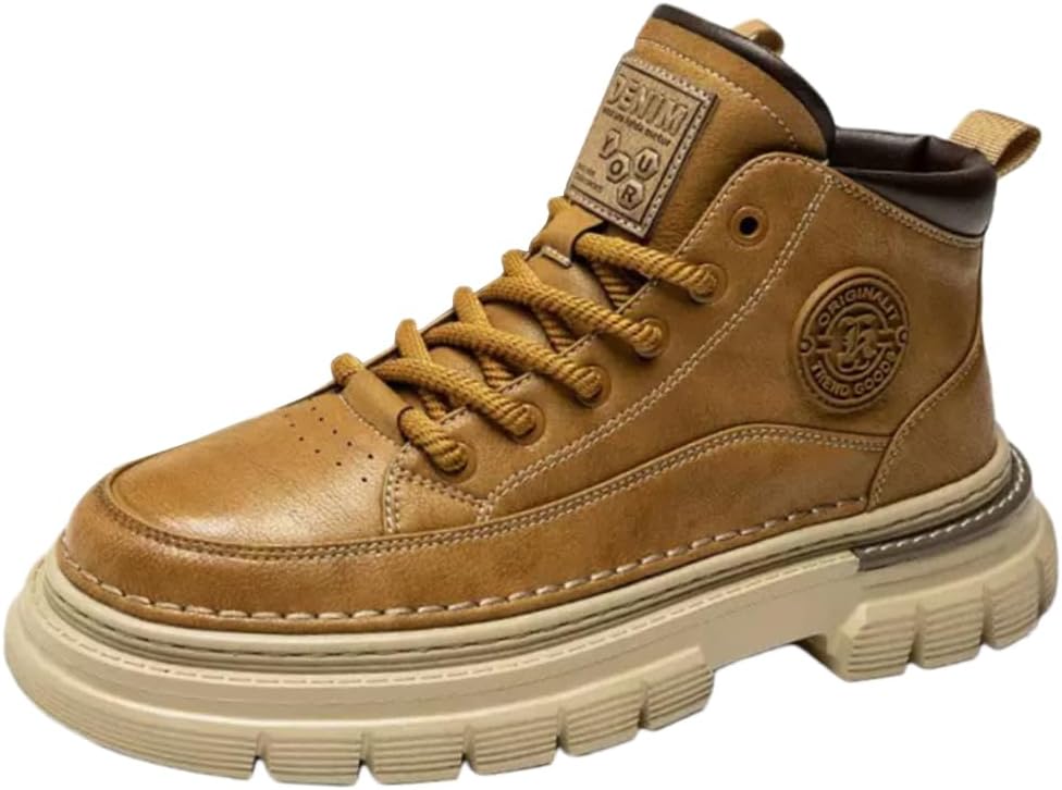 

Мужские повседневные водонепроницаемые нескользящие ботинки чукка для прогулок, средние по высоте, с шнуровкой и мягкой подошвой Lexamen, желтый