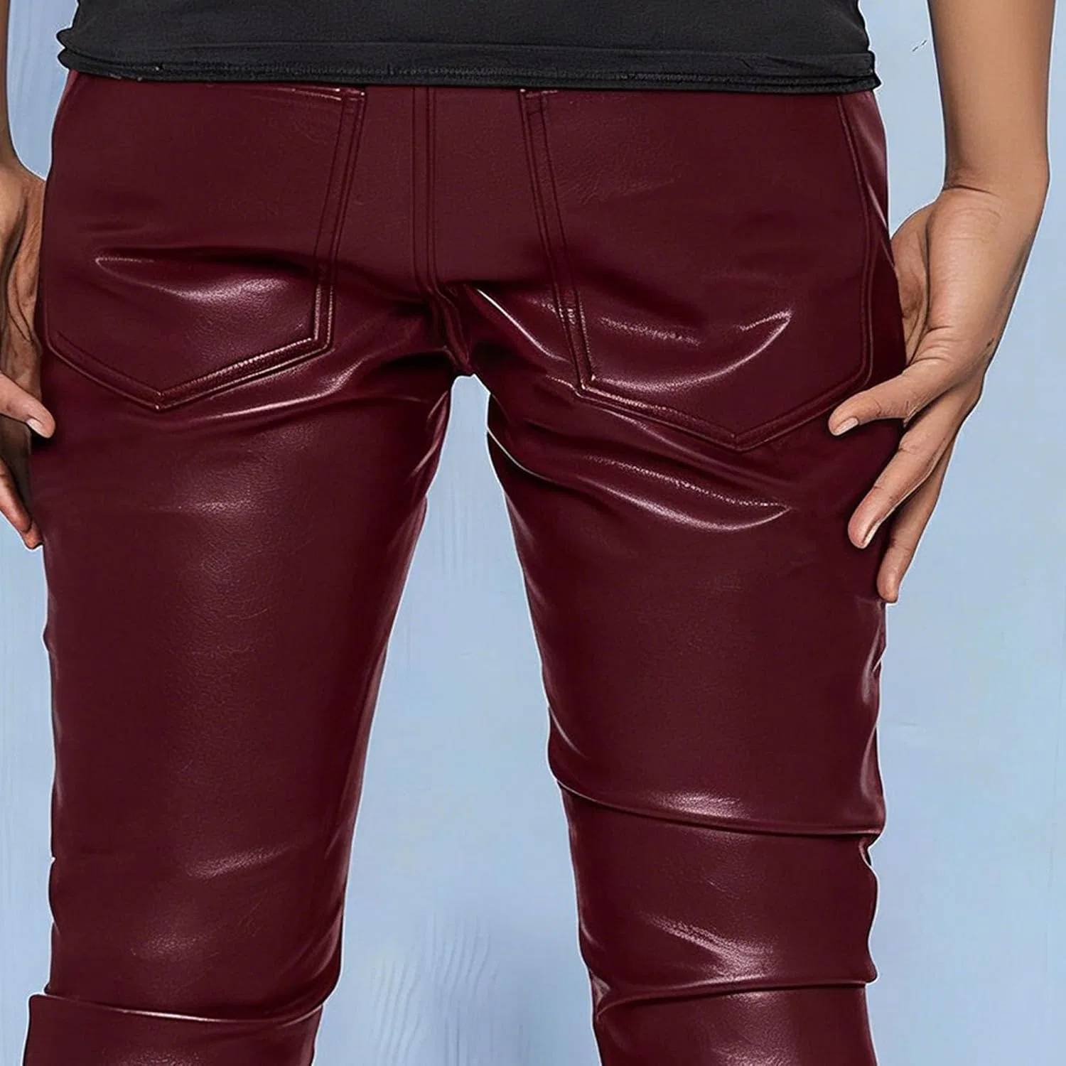 Джинсы клеш Leather Bootcut, красный — фото 4