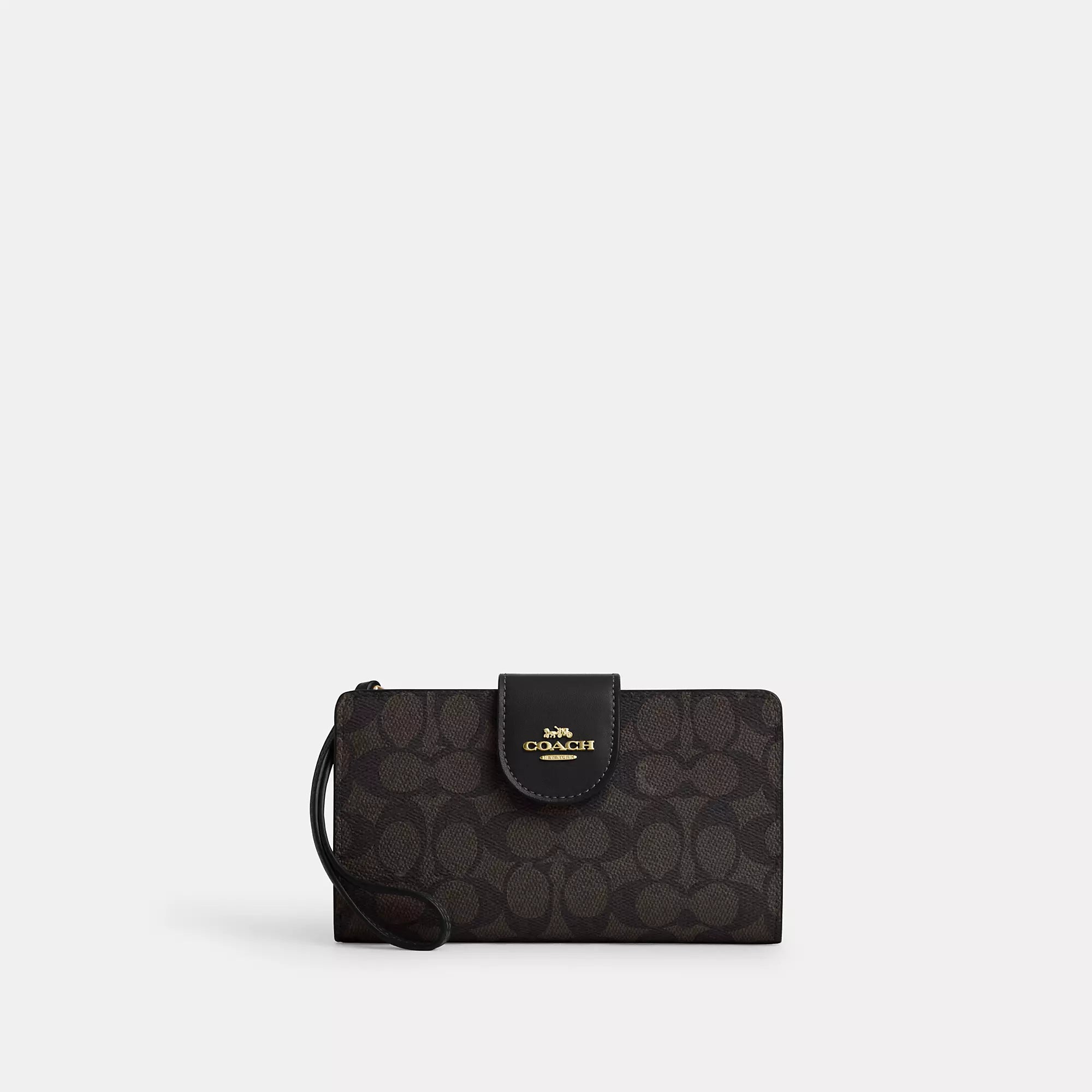 

Кошелек для телефона Coach Outlet из фирменной ткани, цвет gold/walnut/black