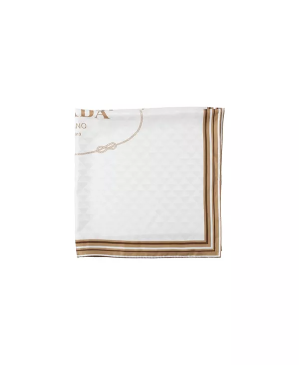 

Шелковый жаккардовый шарф с принтом Prada, белый