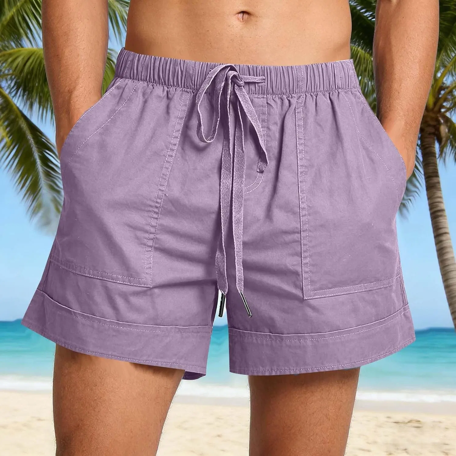 Шорты повседневные Athletic Casual Linen Shorts, Purple — фото 2