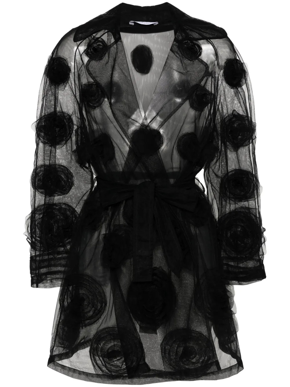 

Блейзер из тюля с цветочной аппликацией Viktor & Rolf, черный