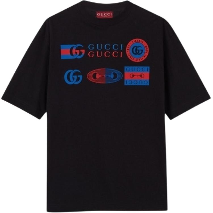 

Футболка из печатного хлопкового джерси GUCCI, черный