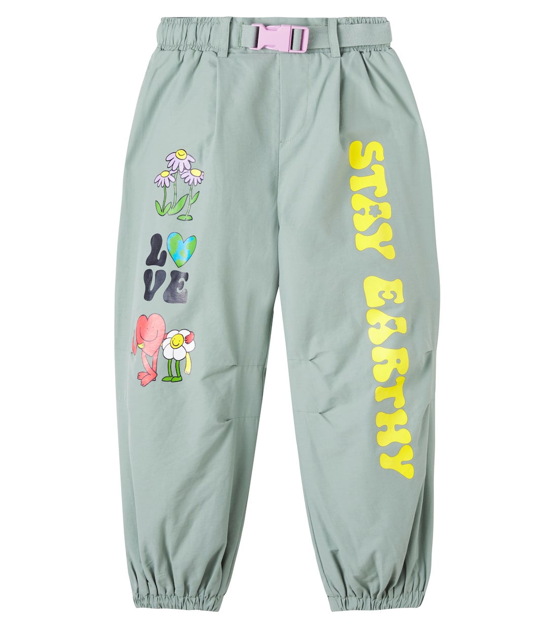 

Брюки из смесового хлопка с принтом Stella McCartney Kids, зеленый