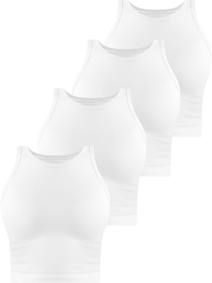 

Топ Janice 4 x Damen crop hochgeschlossen Niah, белый
