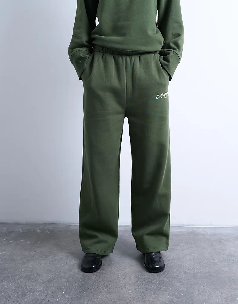 

Topshop la paloma вышитые прямые джоггеры ко-орд зеленого цвета