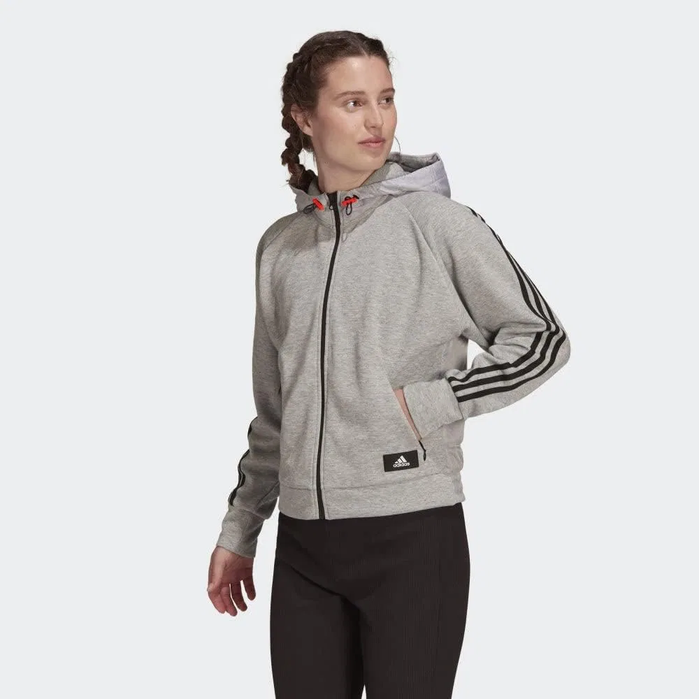 Женская куртка с капюшоном adidas, серая — фото 3