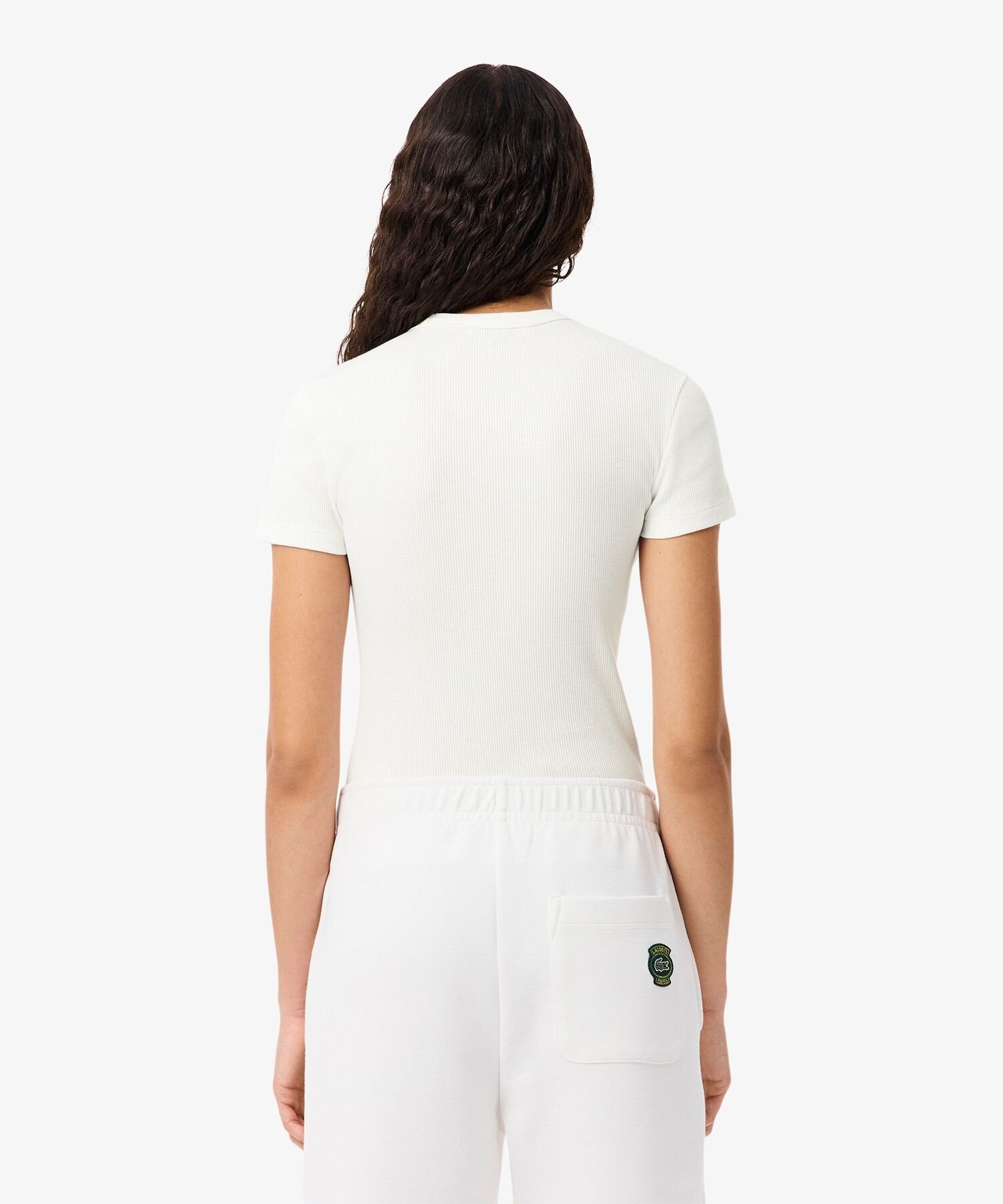 Футболка LACOSTE в рубчик, White — фото 3