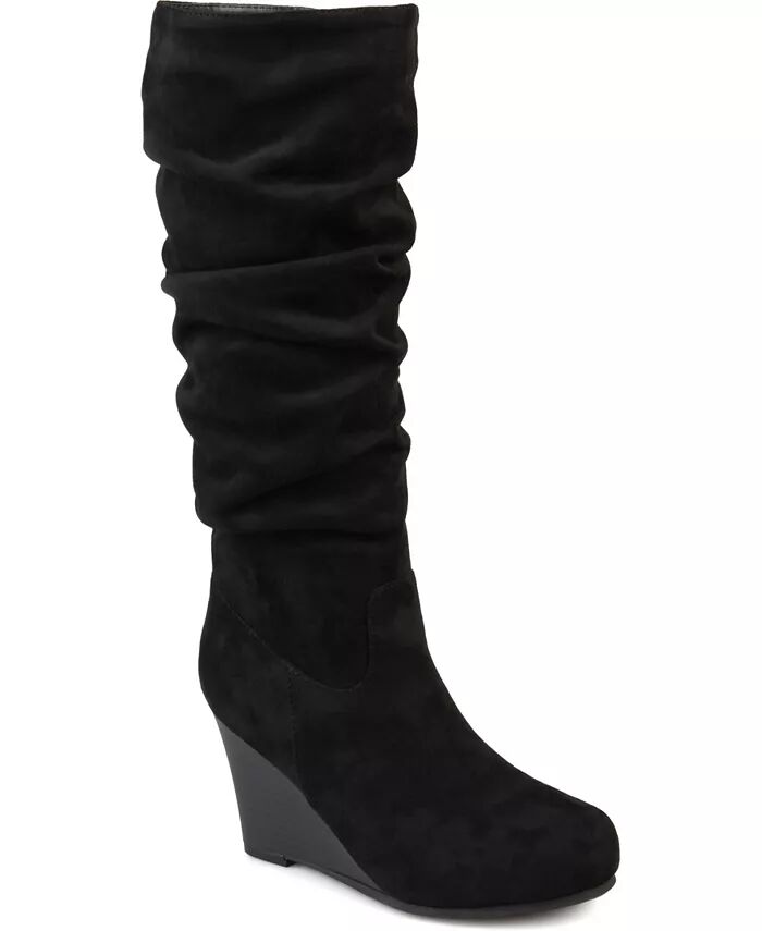 Женские сапоги Haze Wide Calf с оборками и высокой танкеткой Journee Collection, черный
