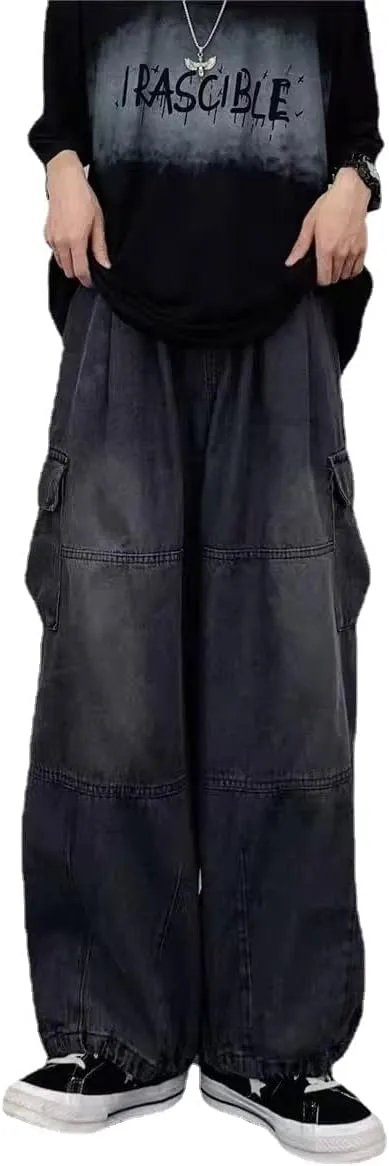 

Женские джинсы с высокой талией Y2K Grunge Wide Leg Cargo Sumleno