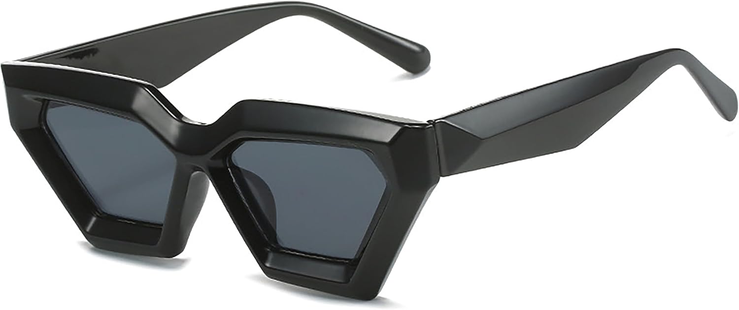 

Модные женские солнцезащитные очки в форме треугольника «кошачий глаз» с толстой оправой в стиле ретро, ​​с защитой от УФ-излучения UV400, изготовленные из пластика Generic, E