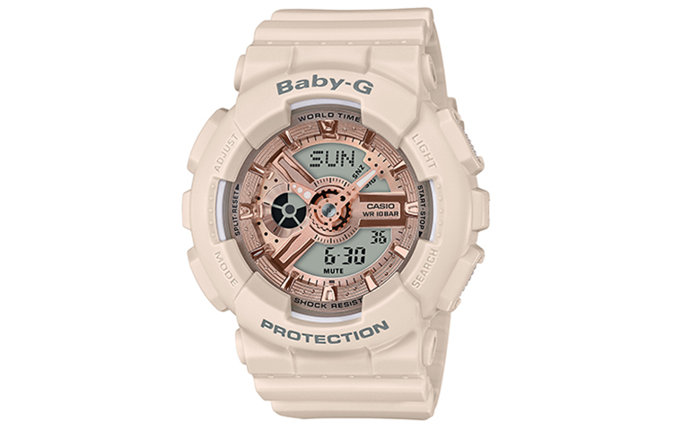 

CASIO BABY G Коллекция BABY G Кварцевый механизм Женские часы с ремешком из смолы Серый циферблат
