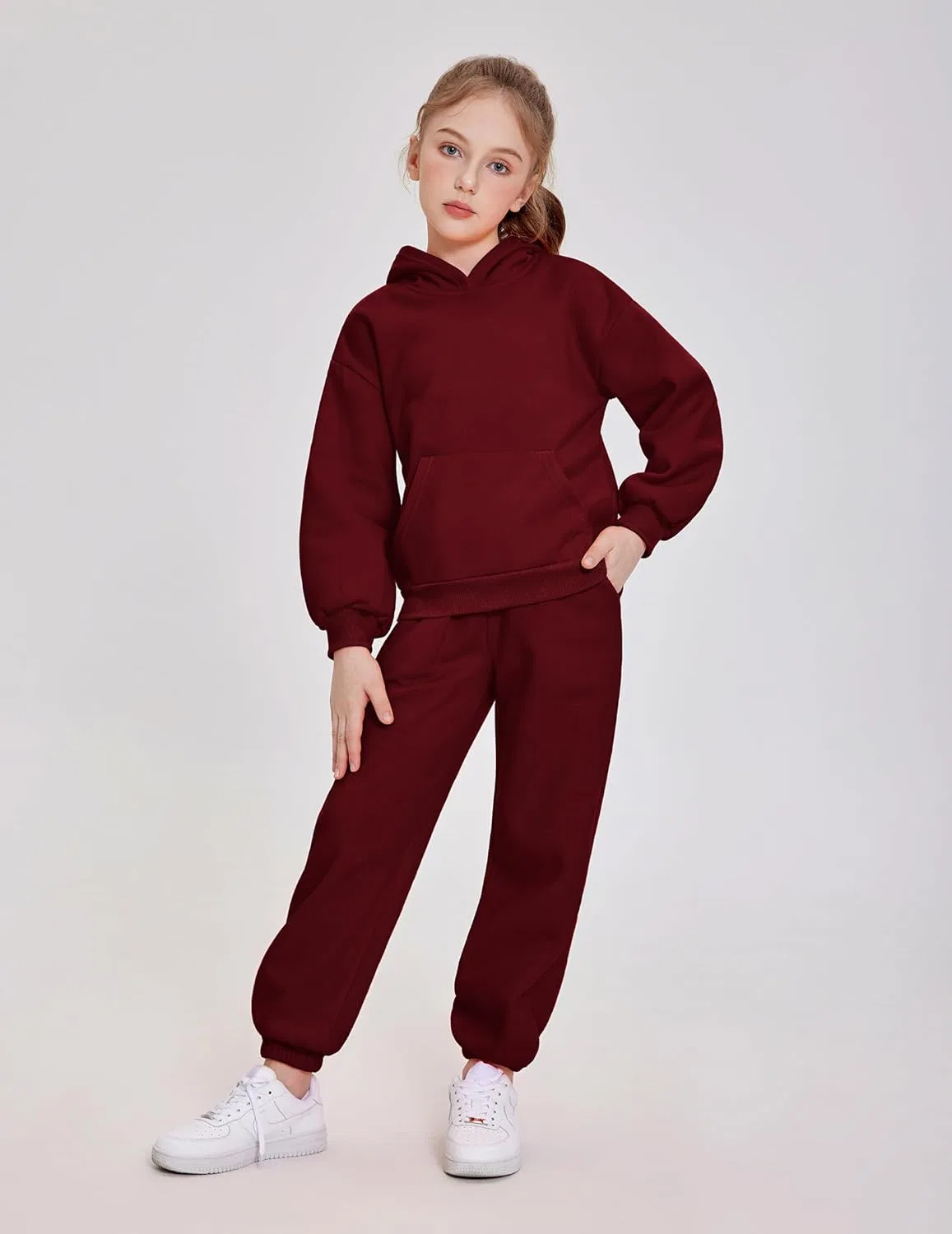 Детский спортивный костюм из толстовки и штанов, Wine Red — фото 4